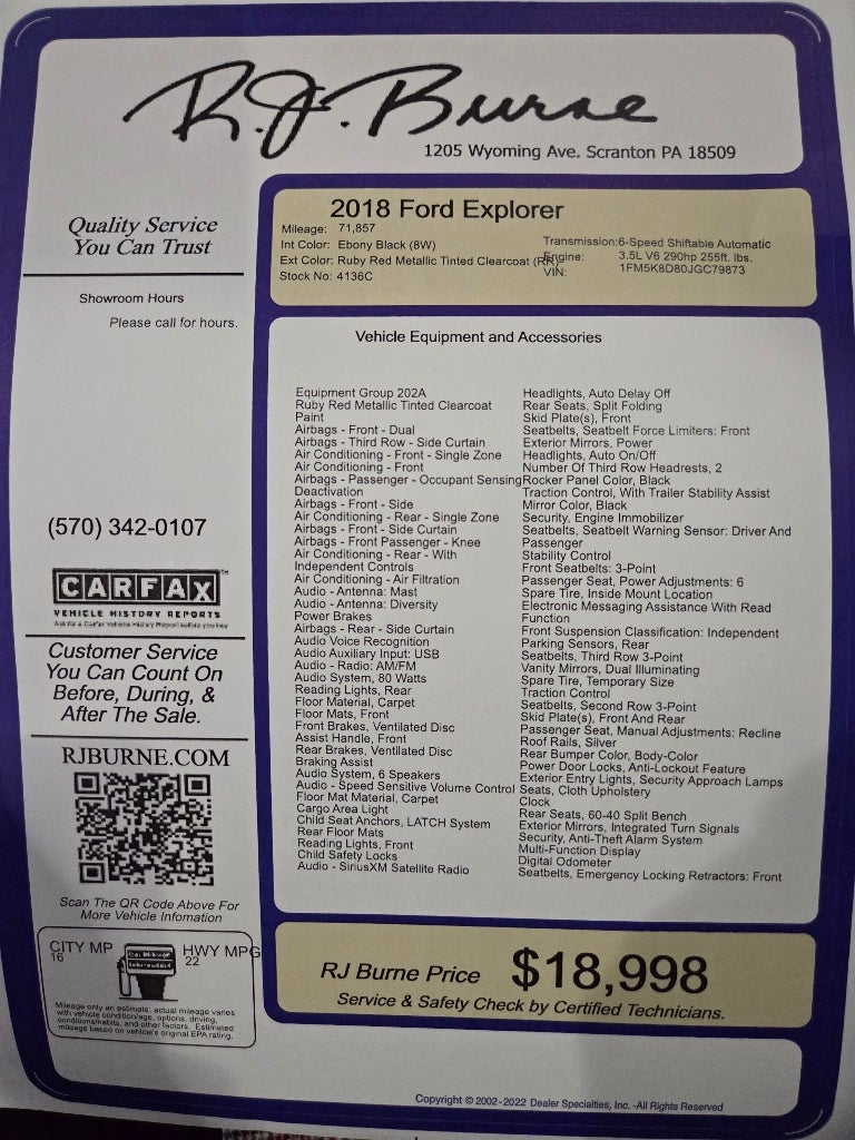 2018 Ford Explorer XLT