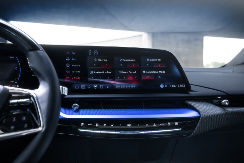 The 2026 OPTIQ-V Display Screen Displaying the V-Mode Settings | RJ Burne Cadillac in Scranton PA