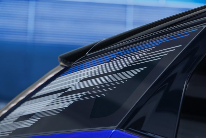 Close-up of the Modern Pattern on the 2026 OPTIQ-V Rear Quarter Glass | RJ Burne Cadillac in Scranton PA